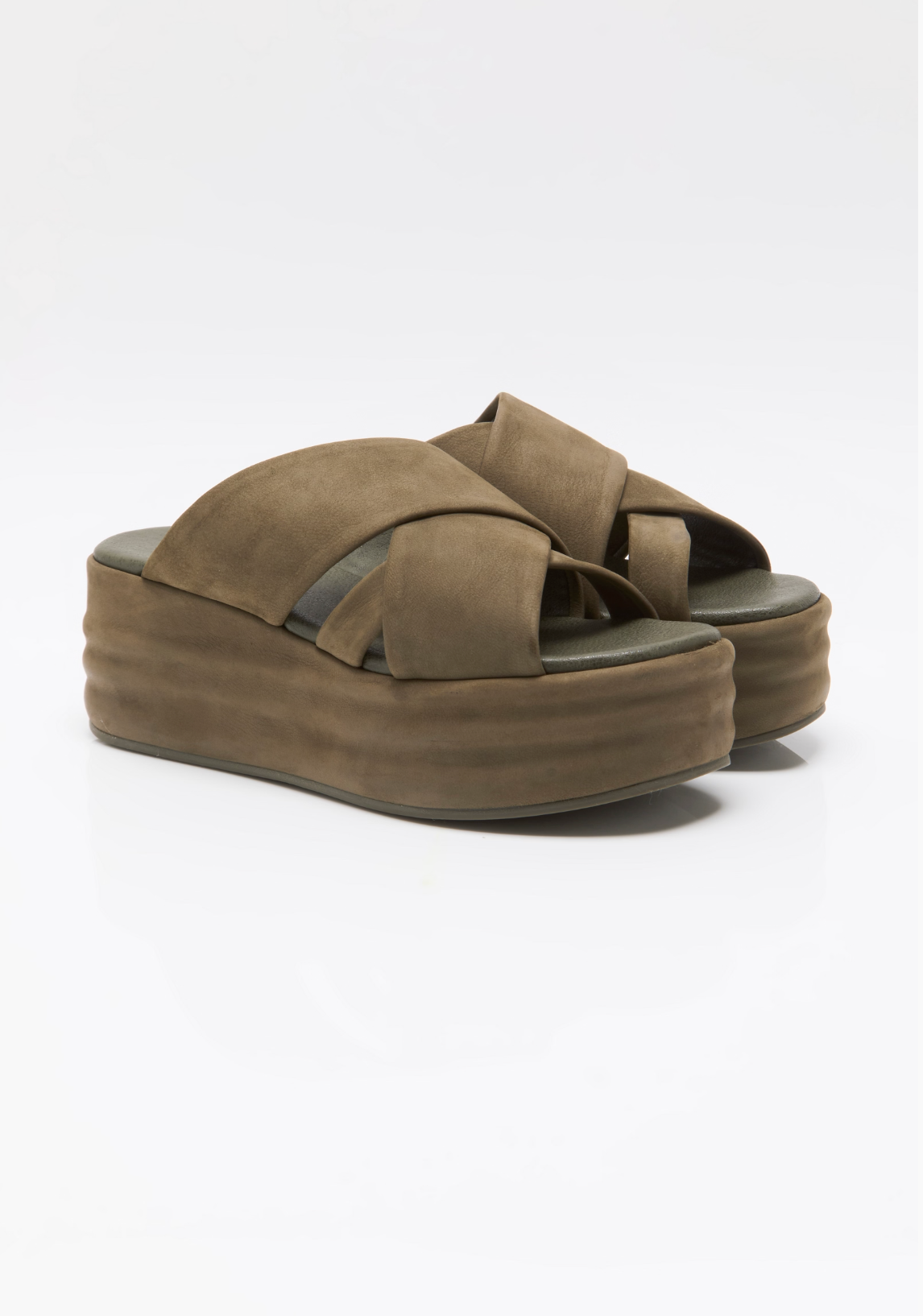Free People Wanderbay Flatform Sandals - Olive