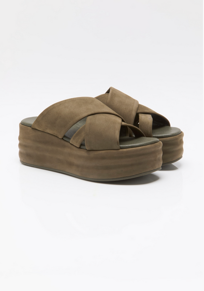 Free People Wanderbay Flatform Sandals - Olive