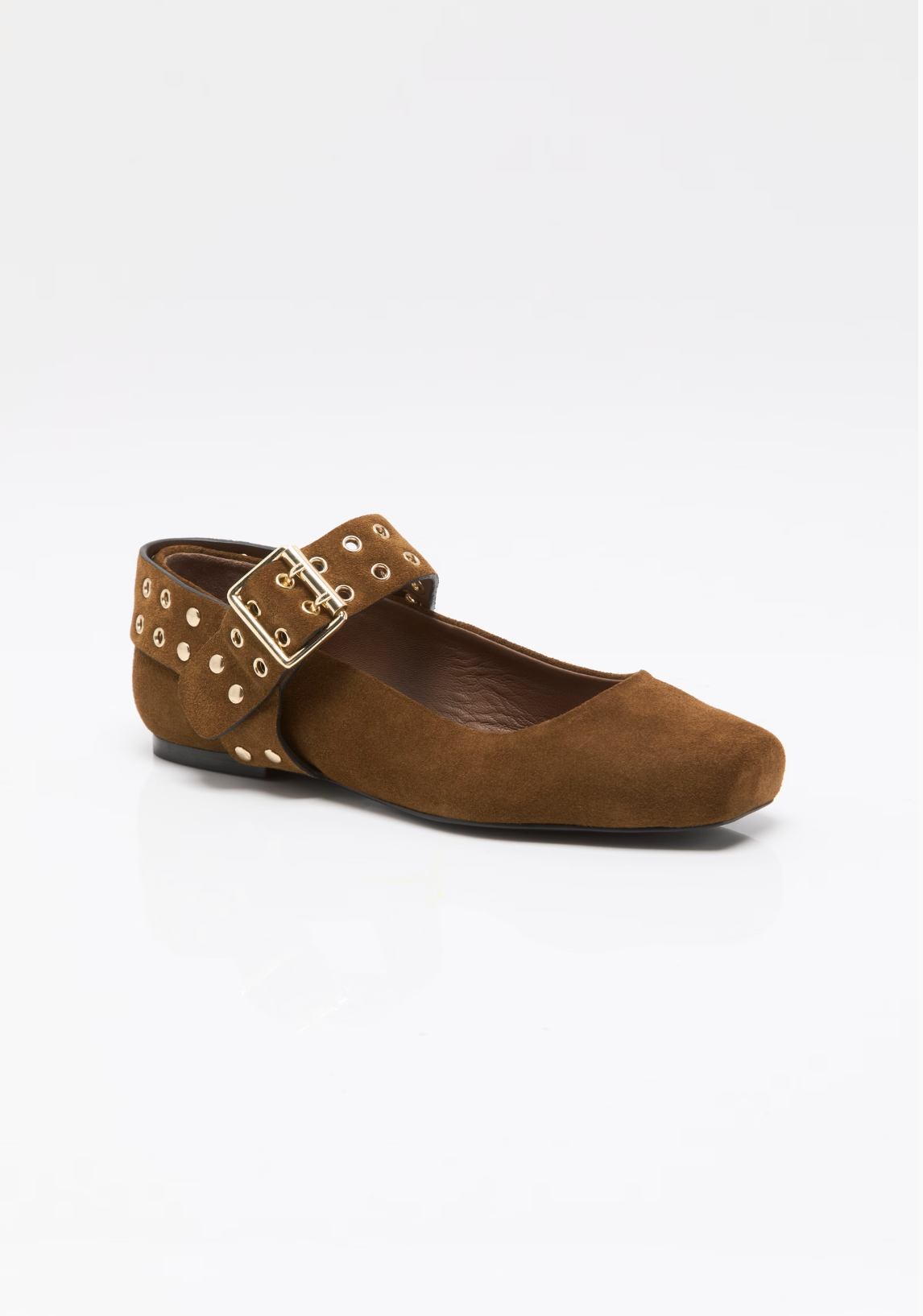Free People Maggie Mary Jane Flat Shoes - Toffee Suede