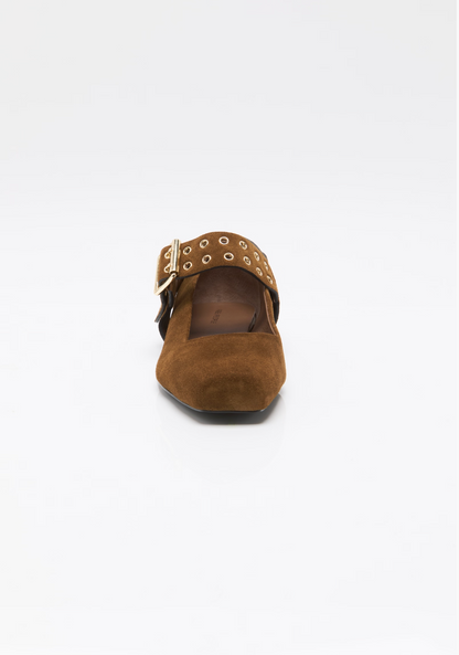 Free People Maggie Mary Jane Flat Shoes - Toffee Suede
