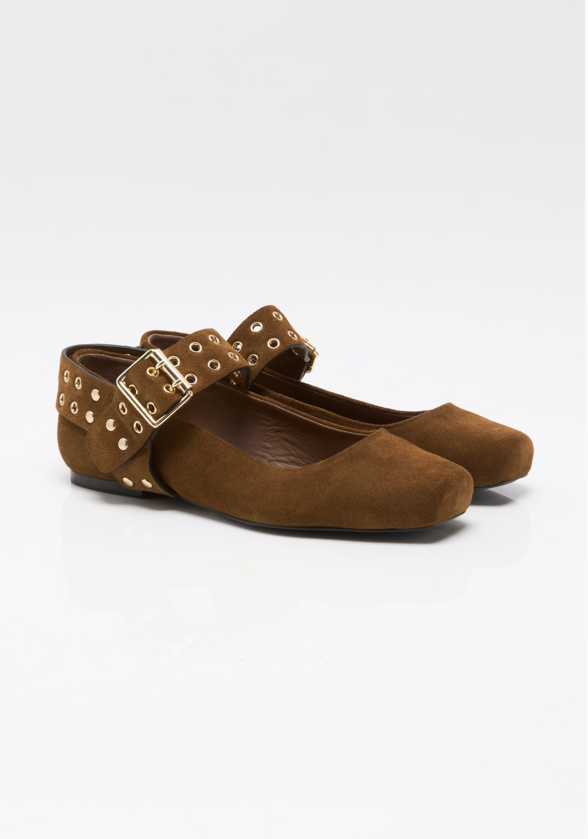 Free People Maggie Mary Jane Flat Shoes - Toffee Suede