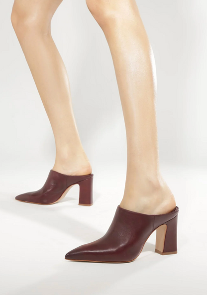 Eleanor Block Heel Mule Shoe - Wine Berry