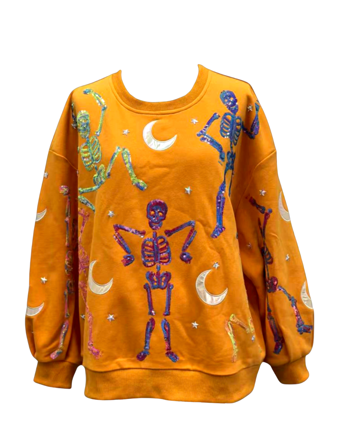 Queen of Sparkles Orange Dancing Skeleton Sweatshirt