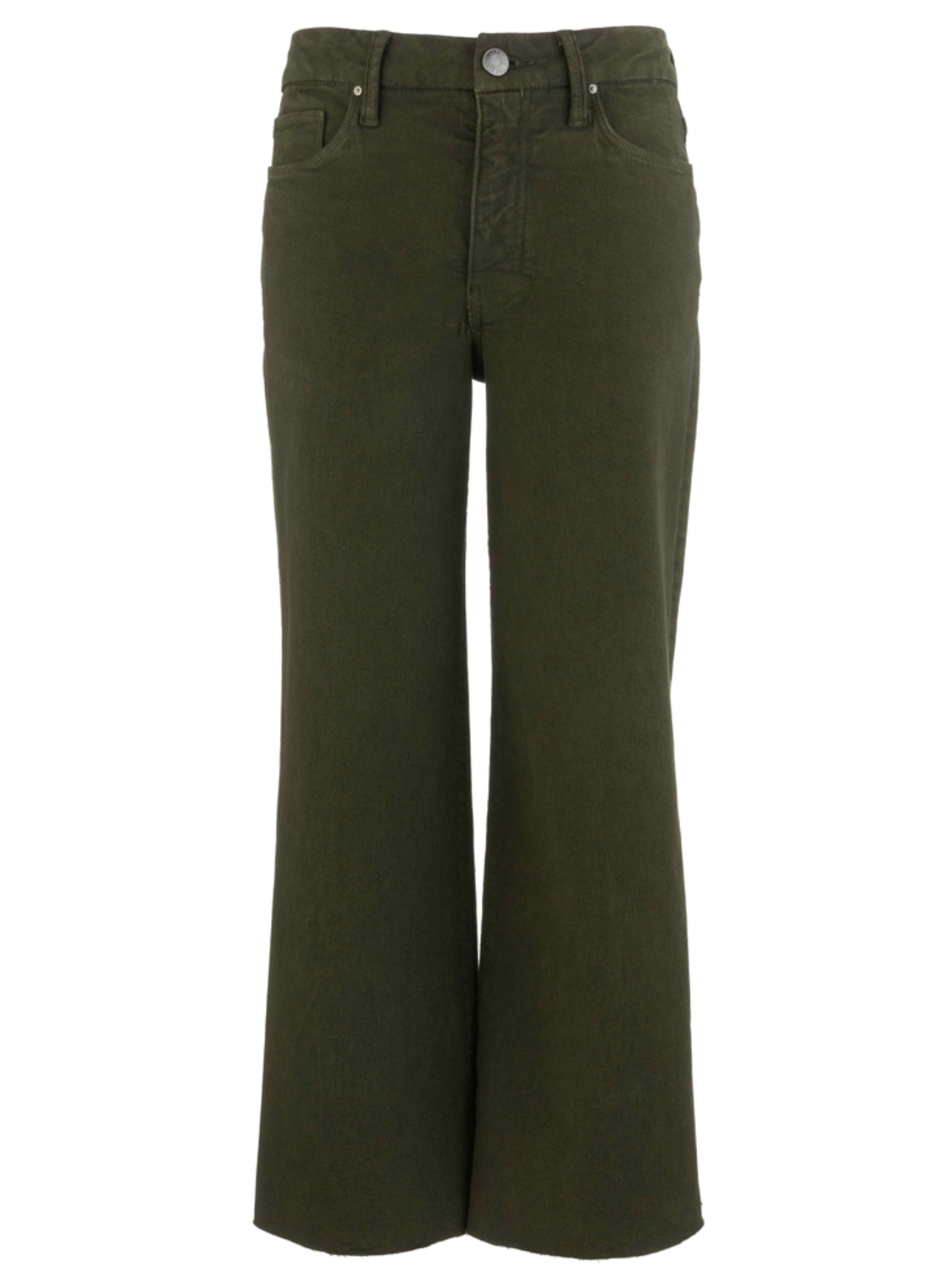 Meg High Rise Raw Hem Wide Leg Jean - Tuscan Olive