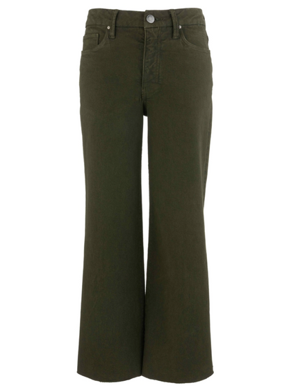 Meg High Rise Raw Hem Wide Leg Jean - Tuscan Olive