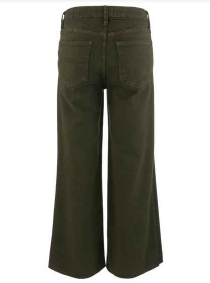 Meg High Rise Raw Hem Wide Leg Jean - Tuscan Olive