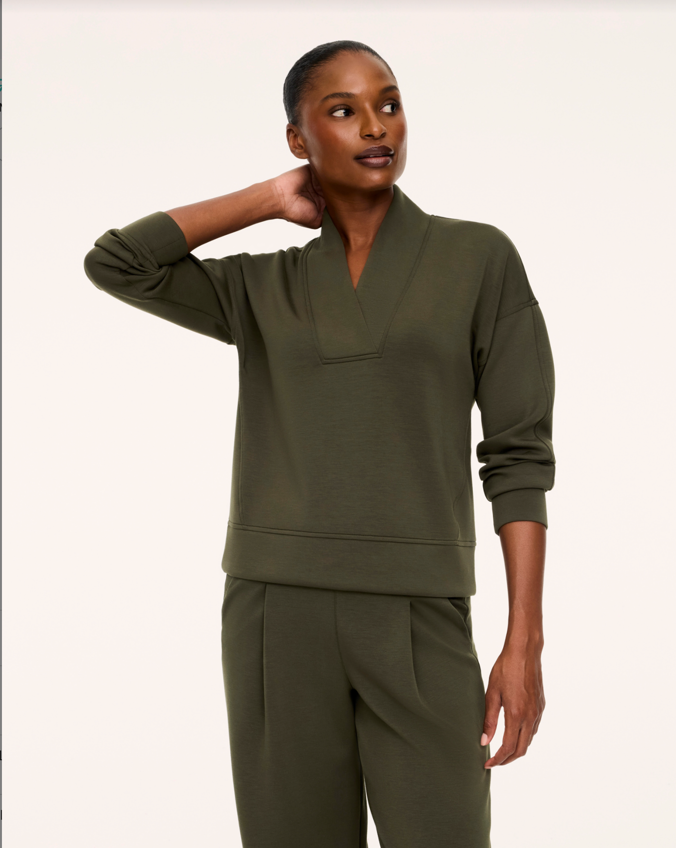 Spanx AirEssentials V-Neck Long Sleeve Top - Monstera