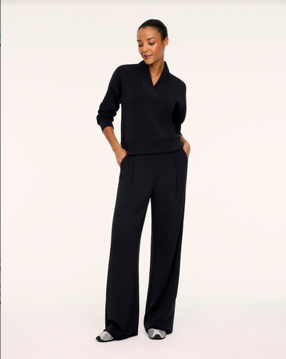Spanx AirEssentials V-Neck Long Sleeve Top - Very Black