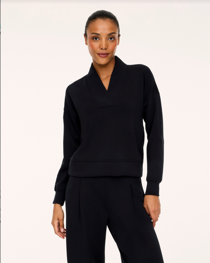 Spanx AirEssentials V-Neck Long Sleeve Top - Very Black