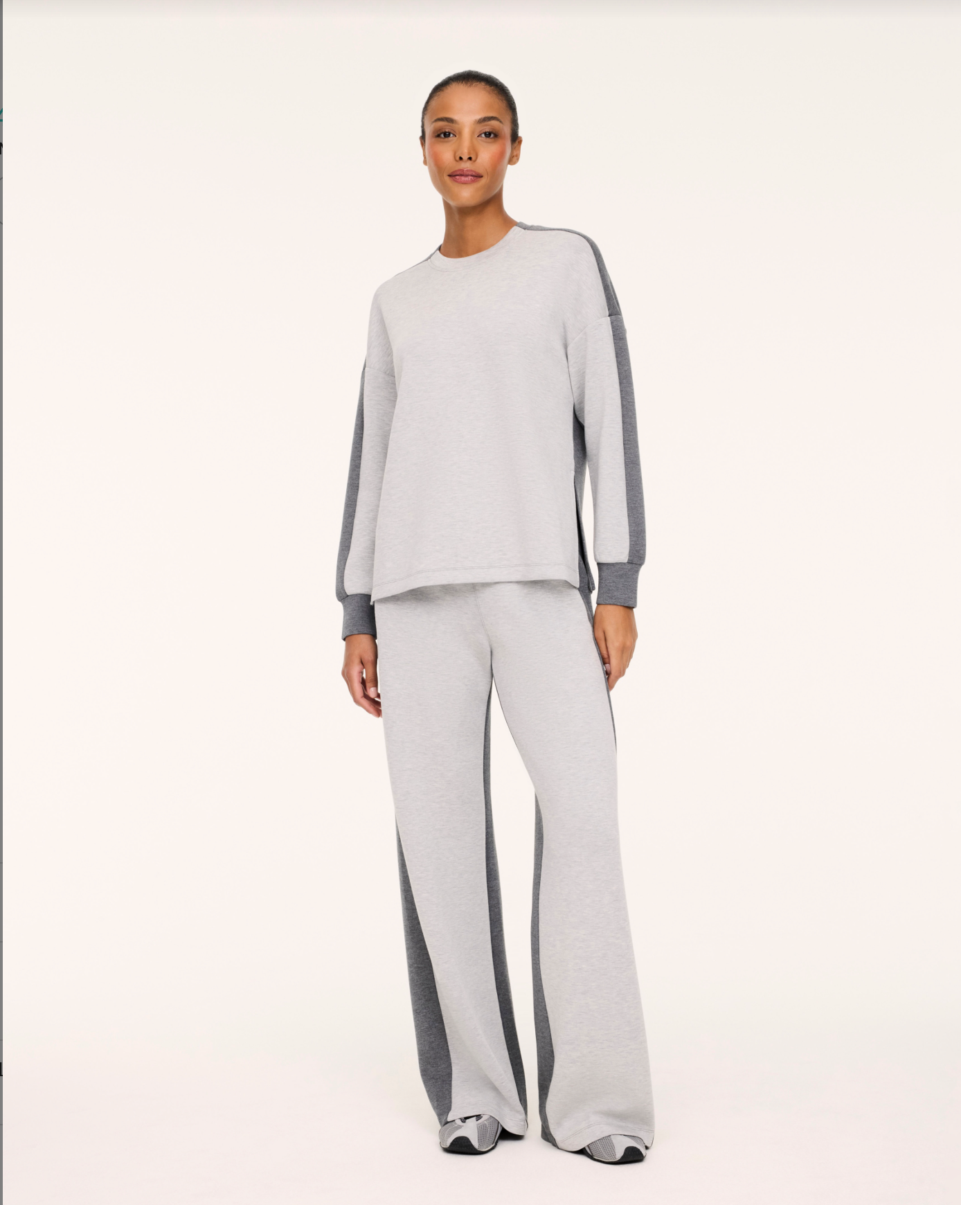 Spanx AirEssentials Colorblock Wide Leg Pant - Light Heather Grey/Dark Heather Grey