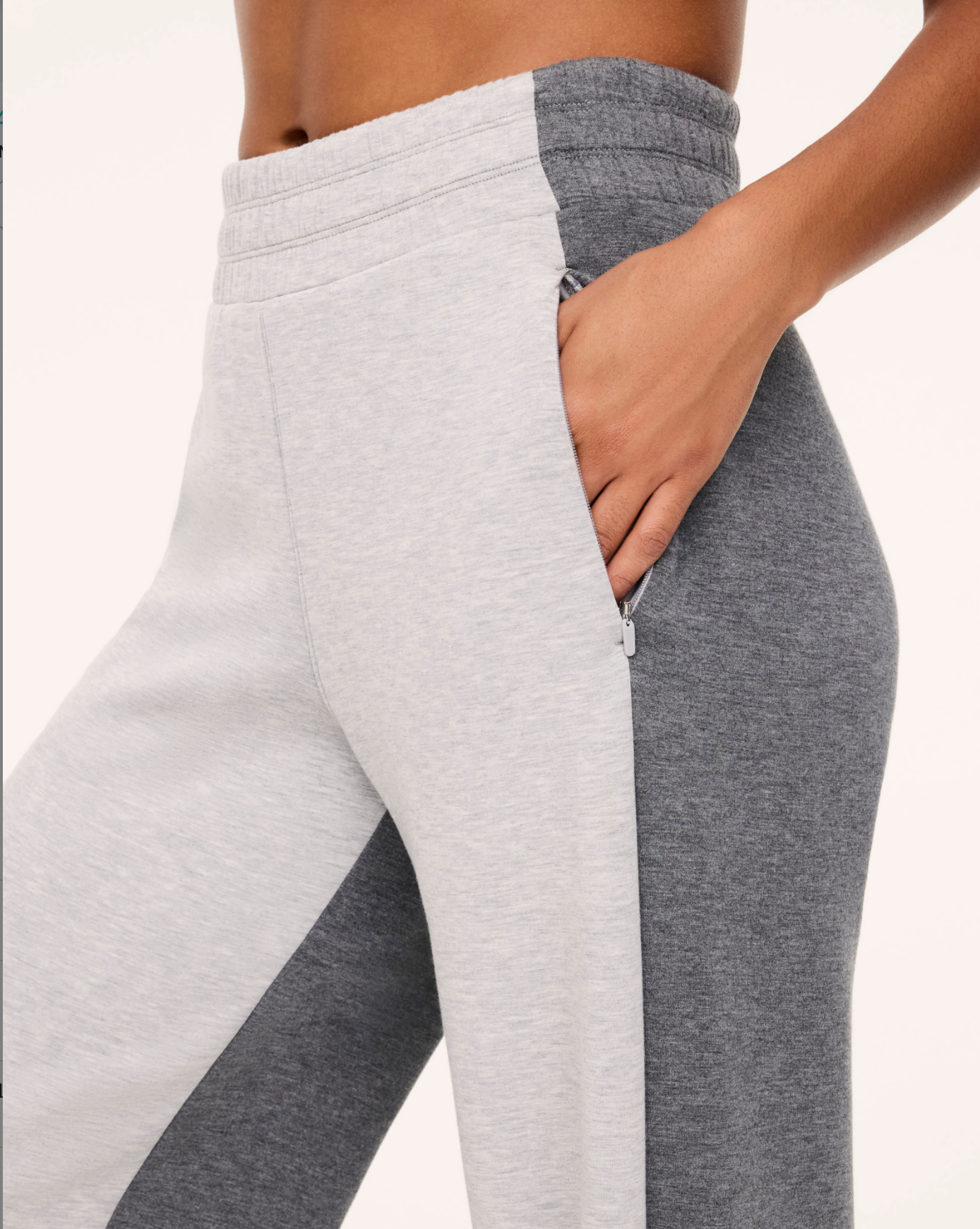 Spanx AirEssentials Colorblock Wide Leg Pant - Light Heather Grey/Dark Heather Grey