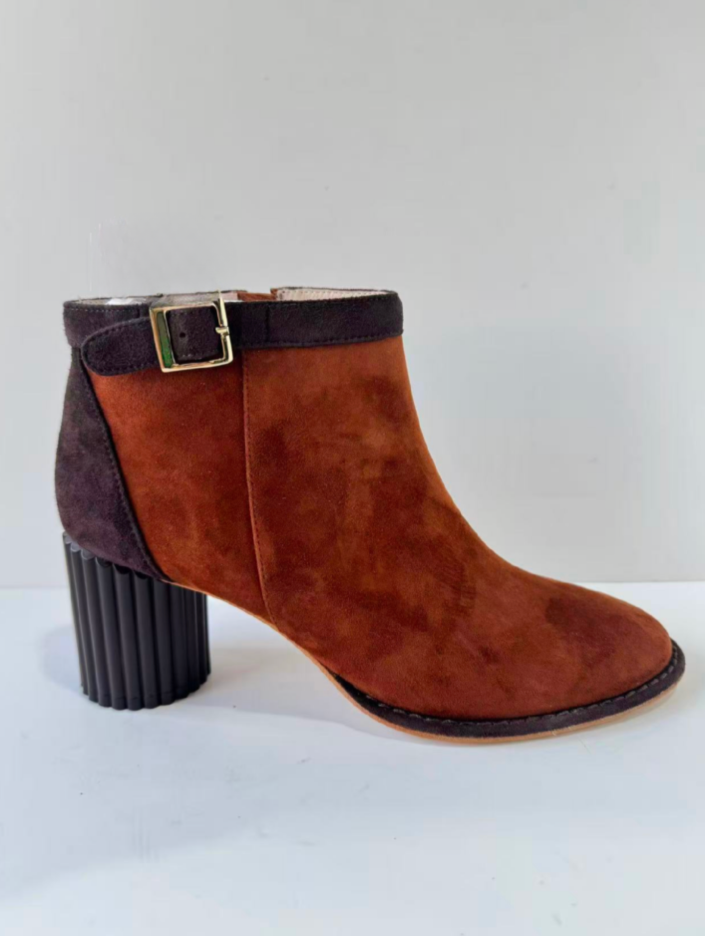 Tulia Heeled Ankle Boot - Chocolate/Cognac