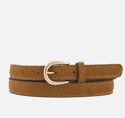 Dania Skinny Cow Hair Belt - Camel