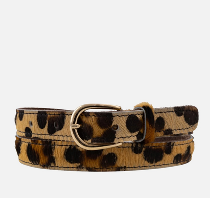 Dania Skinny Cow Hair Belt - Leopard