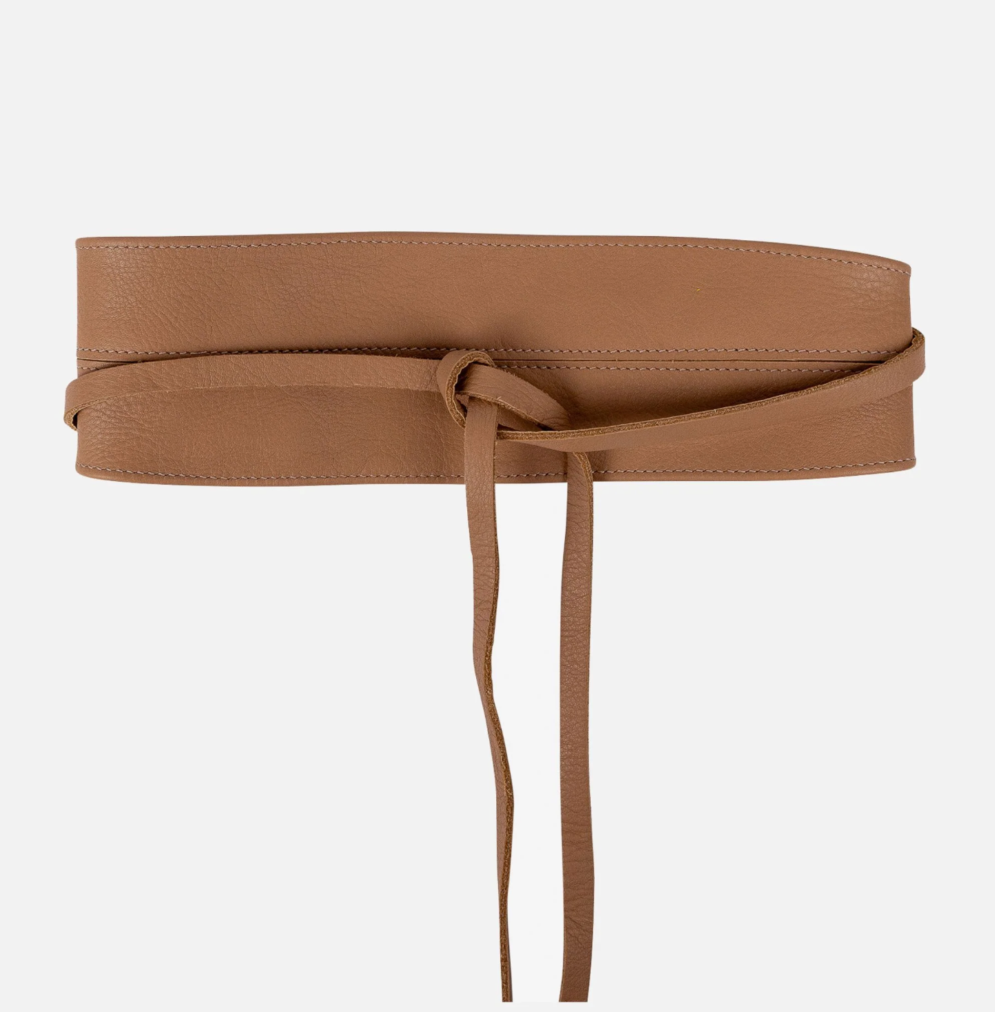 Vita Premium Leather Tie Belt - Camel