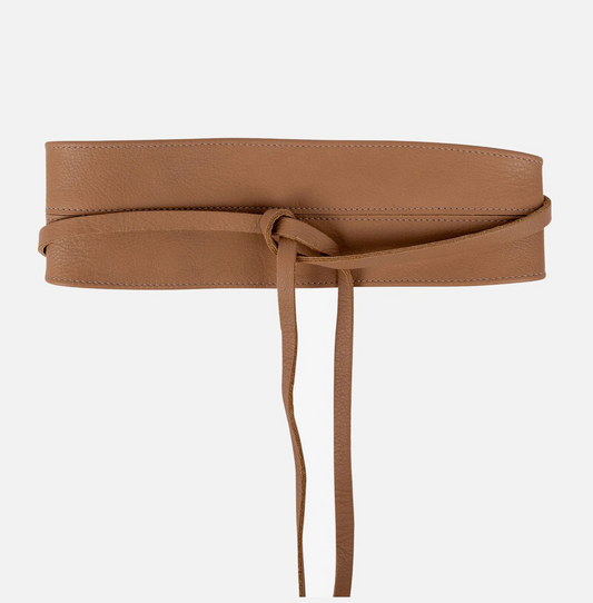 Vita Premium Leather Tie Belt - Camel