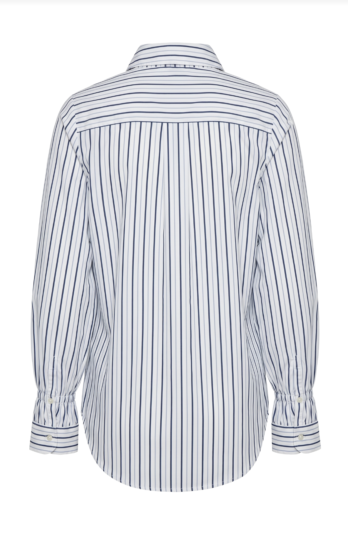 Adjustable Sleeve Button Front Top - White Club Navy