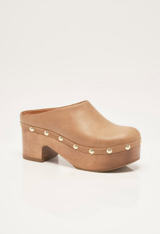 Free People Calli Platform Clogs - Tan Leather