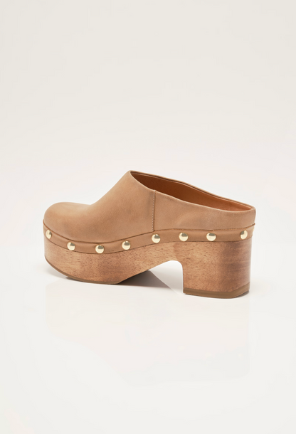 Free People Calli Platform Clogs - Tan Leather