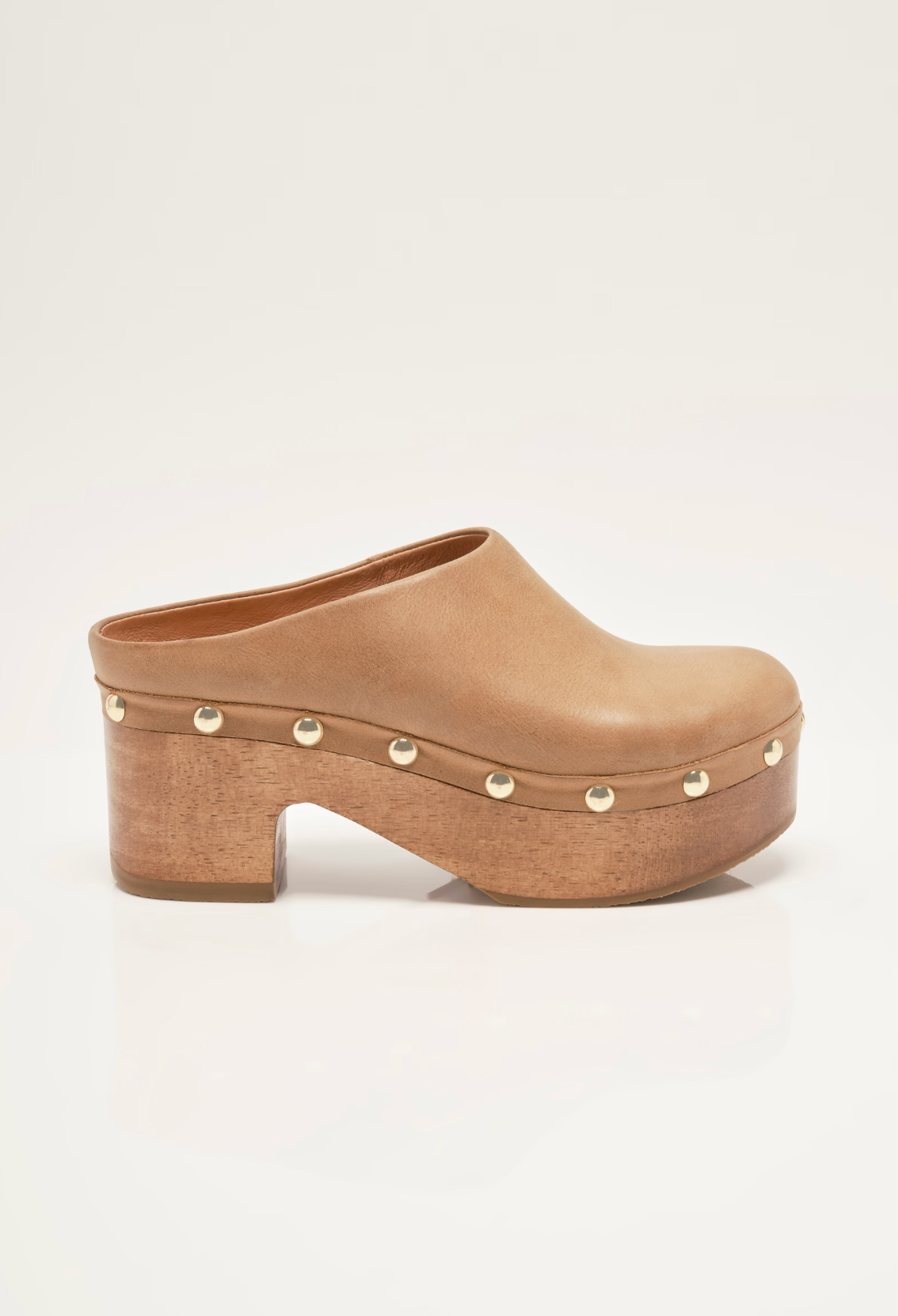 Free People Calli Platform Clogs - Tan Leather