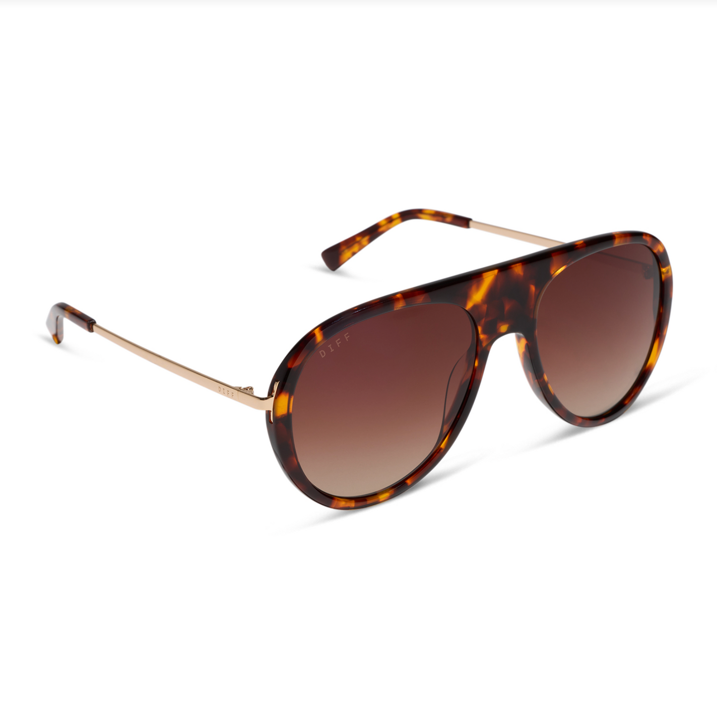 DIFF Eyewear Cleo - Rich Tortoise Brown Gradient Polarized Sunglasses