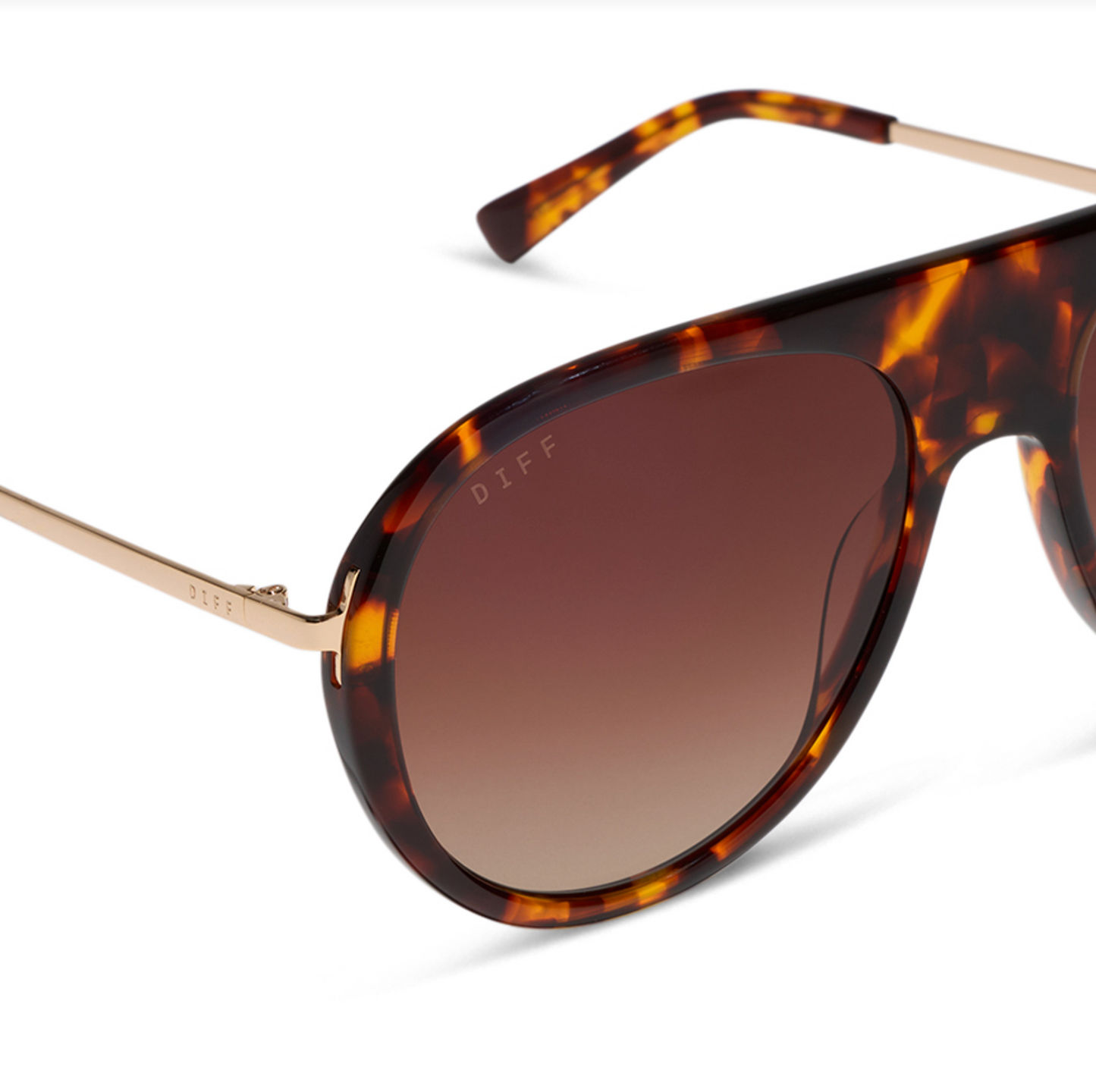 DIFF Eyewear Cleo - Rich Tortoise Brown Gradient Polarized Sunglasses