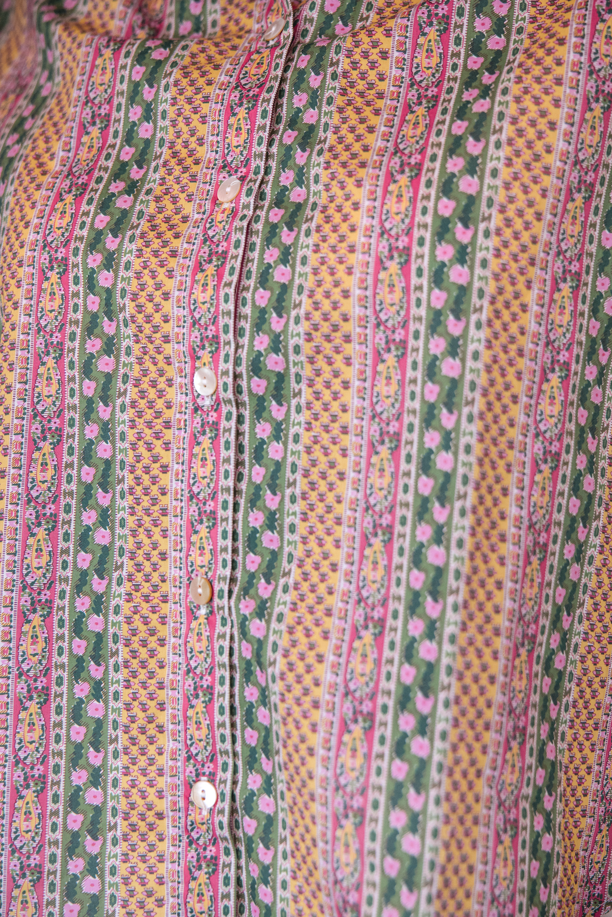Floral Botanical Print Button Down Blouse - Green Multi