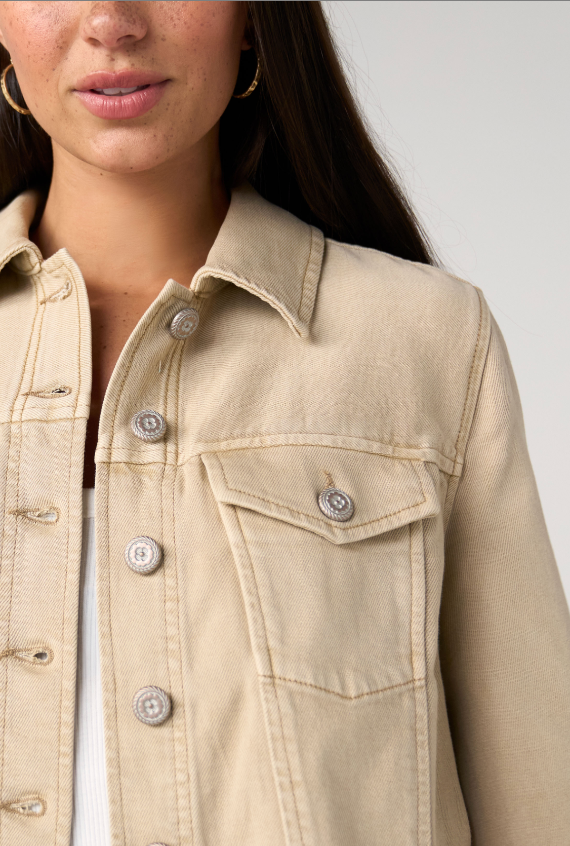 3/4 Sleeve Frayed Flounce Jacket - Light Khaki