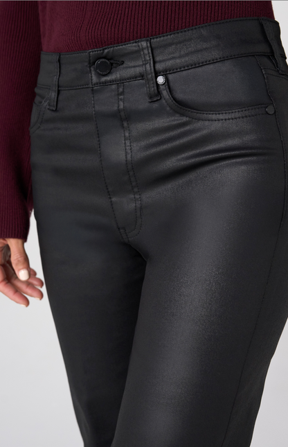 Hannah Crop Flare w/ Buttoned Slit Pant - Black Coated