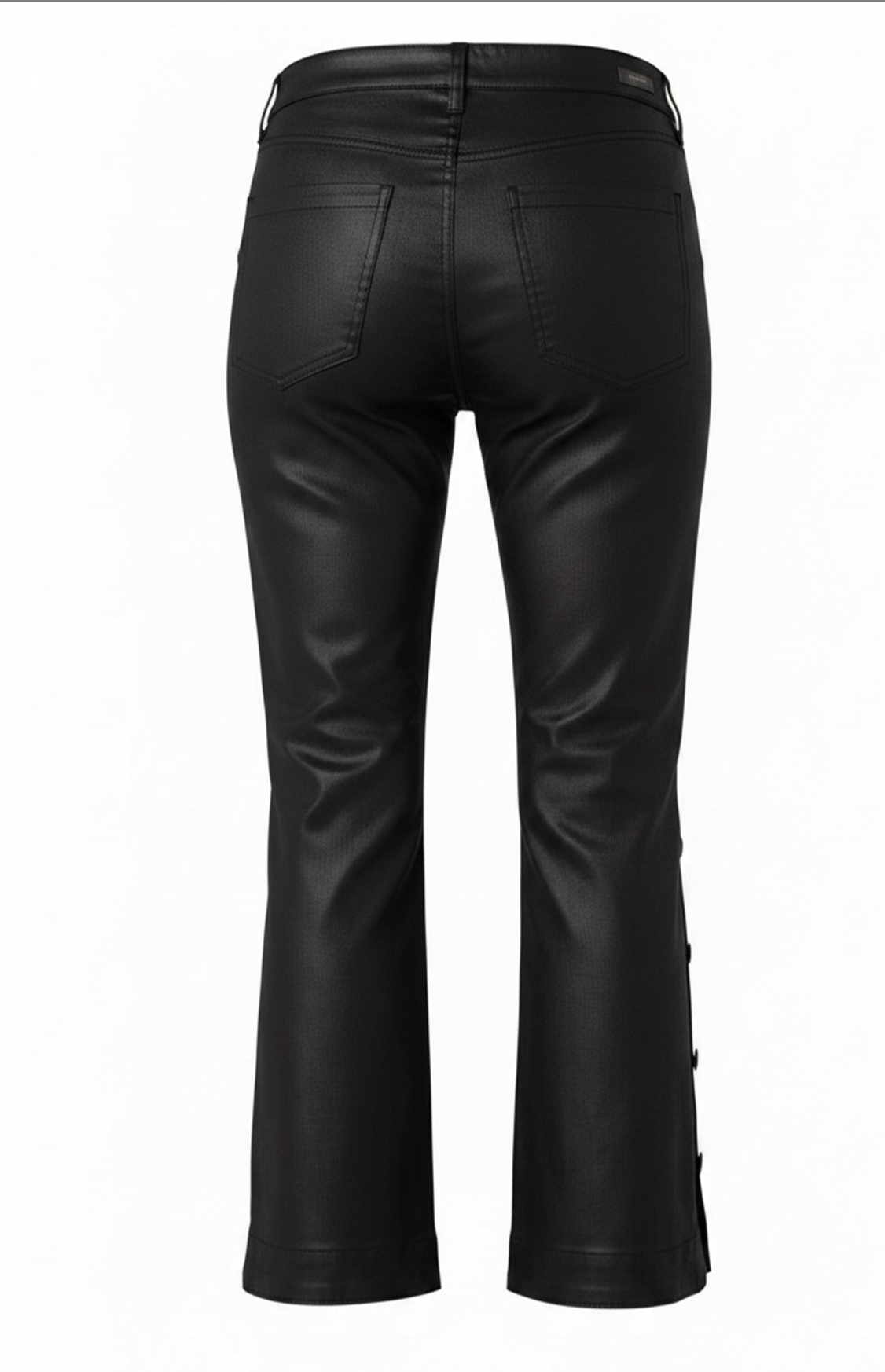 Hannah Crop Flare w/ Buttoned Slit Pant - Black Coated