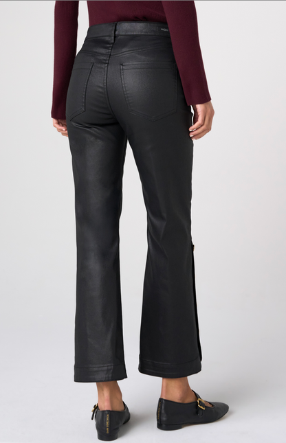 Hannah Crop Flare w/ Buttoned Slit Pant - Black Coated