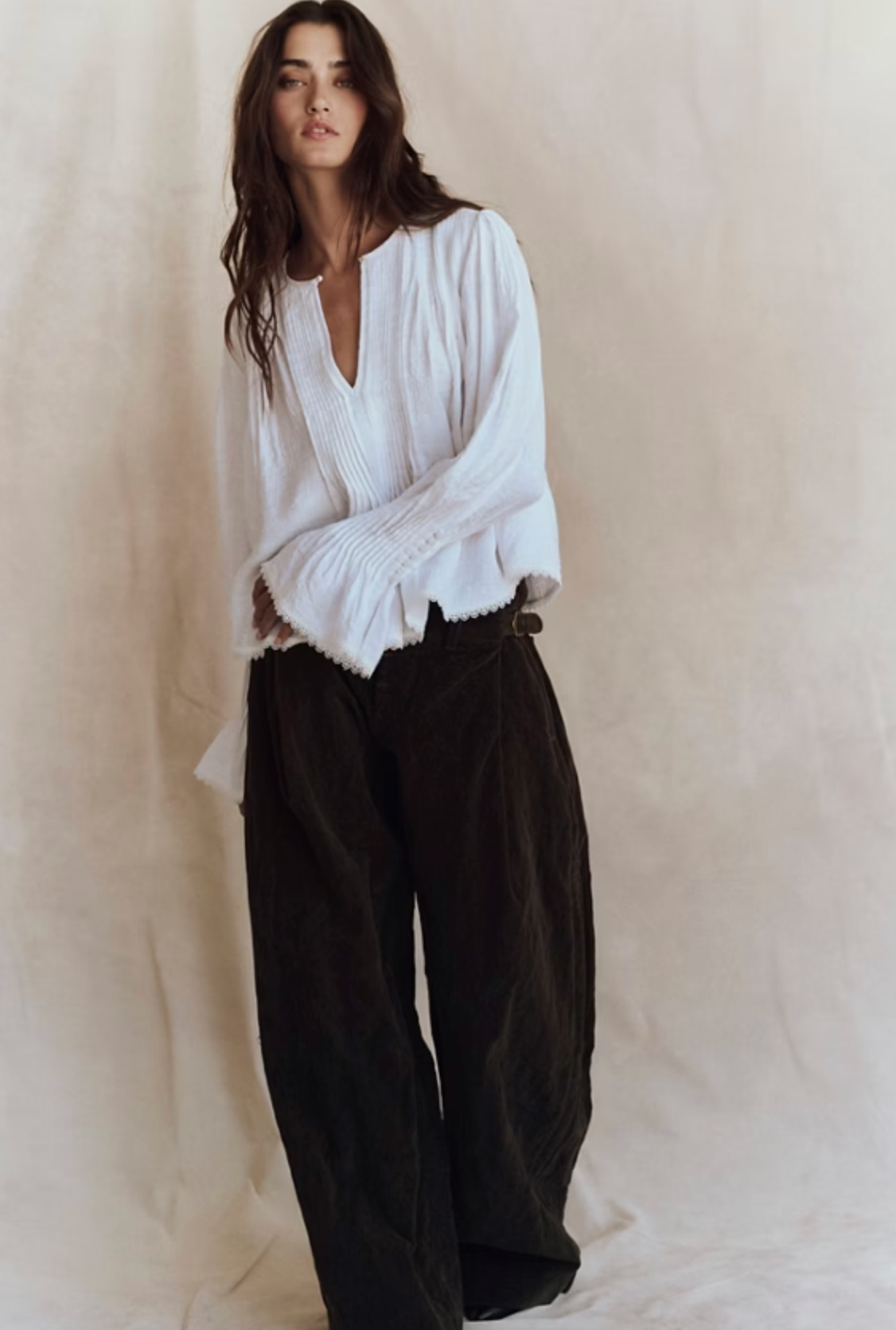 Free People Thousand Pintucks Blouse - Clean Ivory