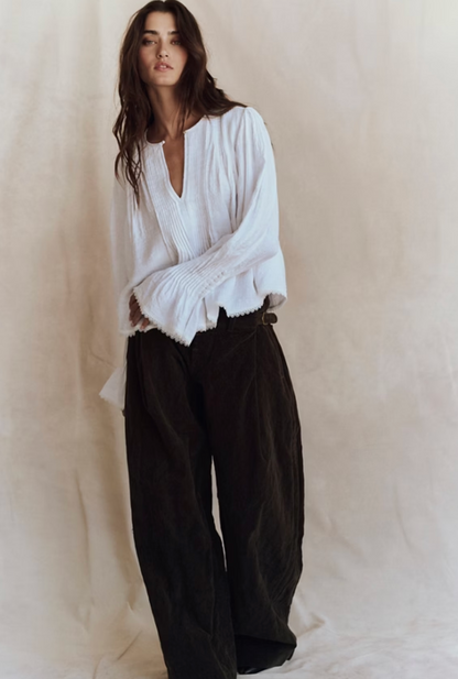 Free People Thousand Pintucks Blouse - Clean Ivory