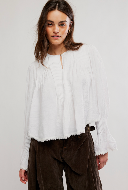 Free People Thousand Pintucks Blouse - Clean Ivory