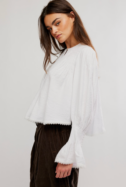 Free People Thousand Pintucks Blouse - Clean Ivory
