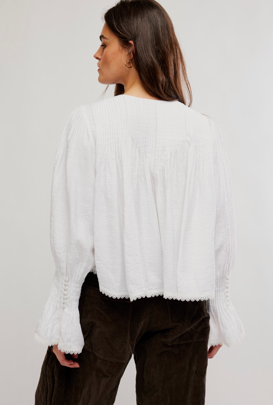 Free People Thousand Pintucks Blouse - Clean Ivory