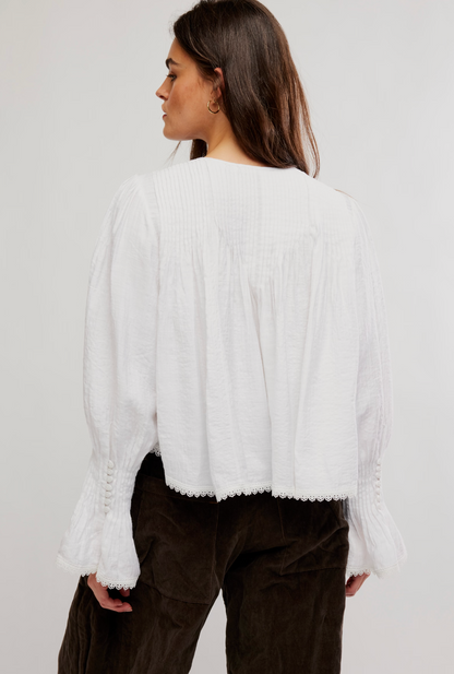 Free People Thousand Pintucks Blouse - Clean Ivory