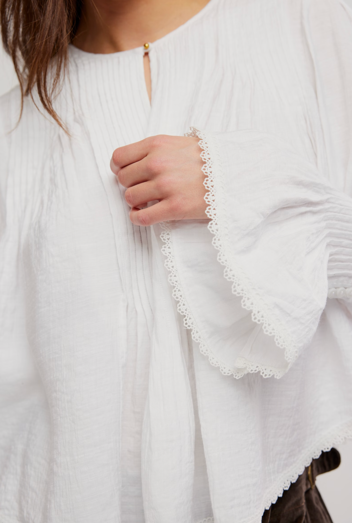 Free People Thousand Pintucks Blouse - Clean Ivory
