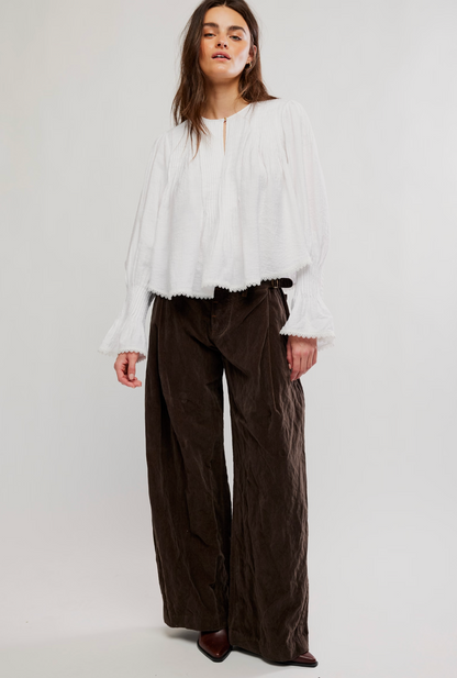 Free People Thousand Pintucks Blouse - Clean Ivory