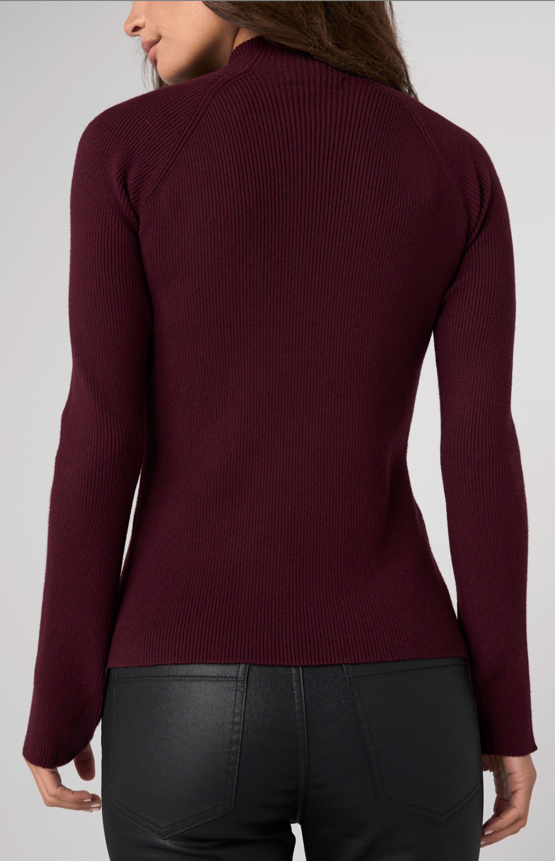 Long Sleeve Turtleneck Sweater - Dark Oxblood