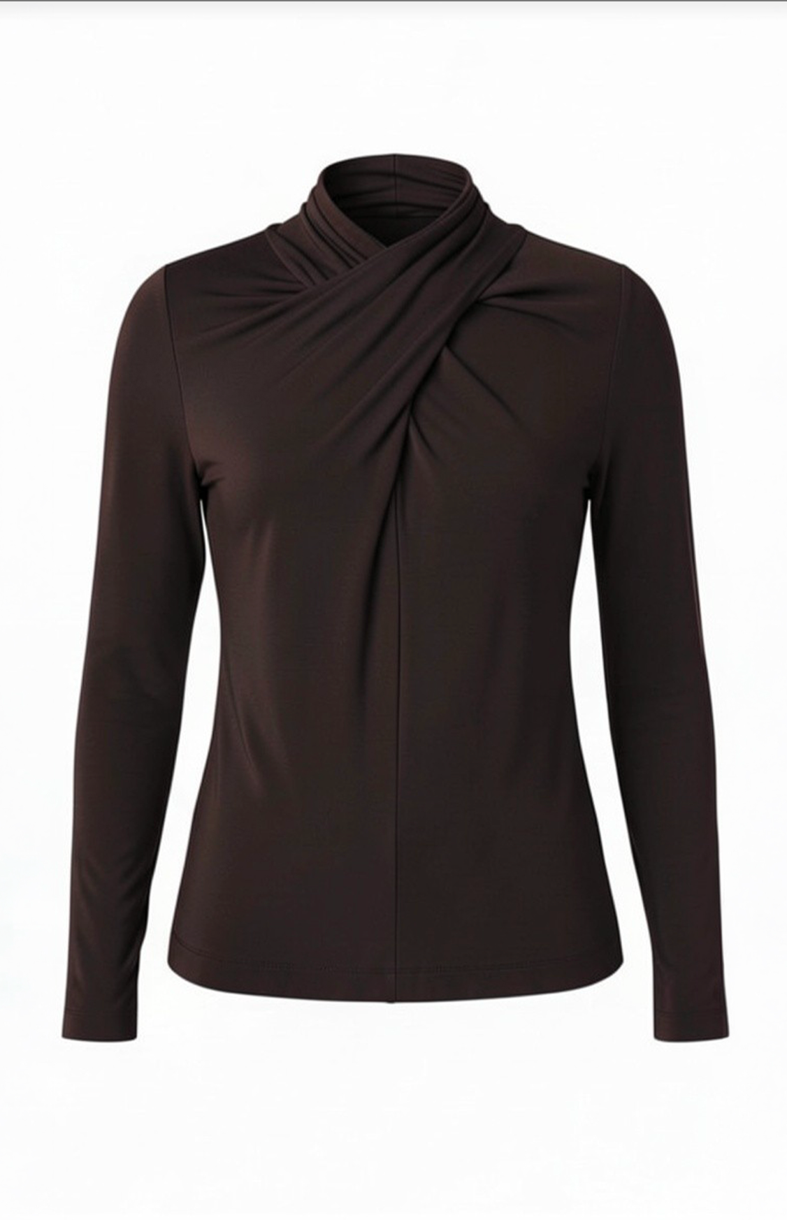 Long Sleeve Wrap Neck Knit Top - Java
