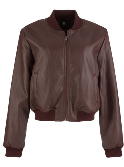 Steph Zip-Front Bomber Jacket - Bordeaux