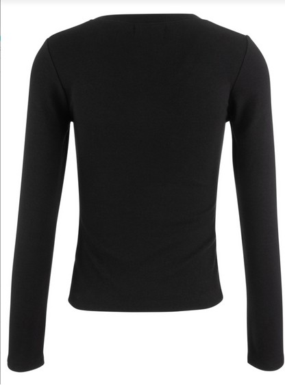 Sarah Rib Knit Top - Black