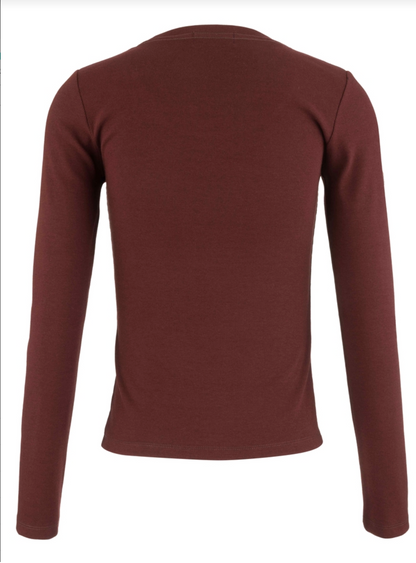 Sarah Rib Knit Top - Merlot