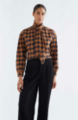 Check Tie Shirt - Navy/Orange