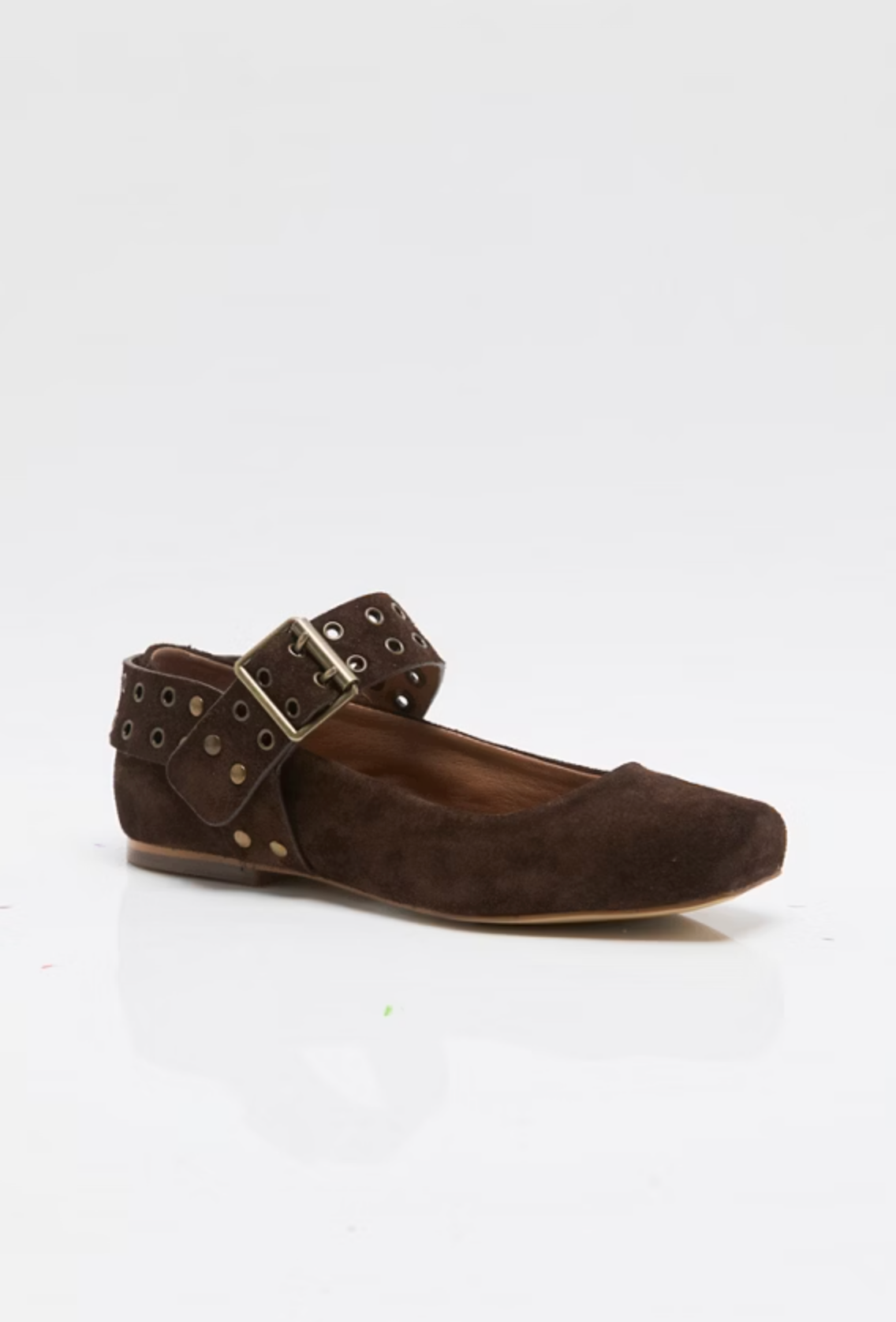 Free People Maggie Mary Jane Flat Shoe - Chocolate Suede