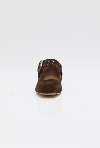 Free People Maggie Mary Jane Flat Shoe - Chocolate Suede