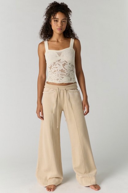 Free People Slow It Down Wide Leg Pant - Morning Oat