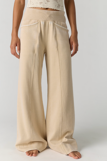 Free People Slow It Down Wide Leg Pant - Morning Oat