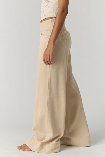 Free People Slow It Down Wide Leg Pant - Morning Oat